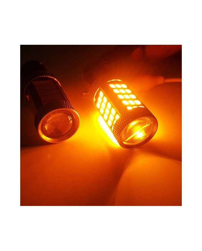 P21W-1156-9W- Dipli Led Ampul Turuncu Mercekli 2835 Chip 66smd Ultra Parlak 6000K 