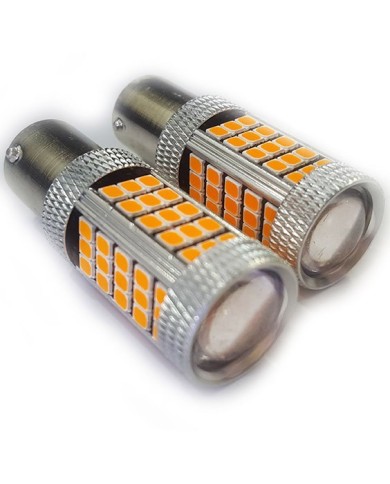 P21W-1156-9W- Dipli Led Ampul Turuncu Mercekli 2835 Chip 66smd Ultra Parlak 6000K 