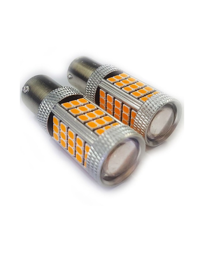 P21W-1156-9W- Dipli Led Ampul Turuncu Mercekli 2835 Chip 66smd Ultra Parlak 6000K 