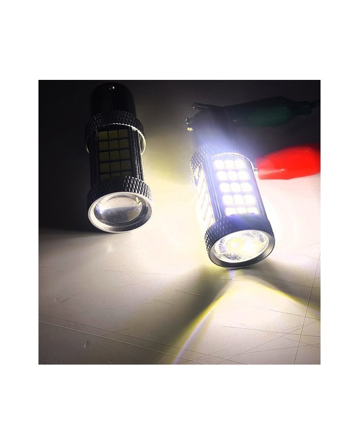 P21W-1156-9W- Dipli Led Ampul Beyaz Mercekli 2835 Chip 66smd Ultra Parlak 6000K 