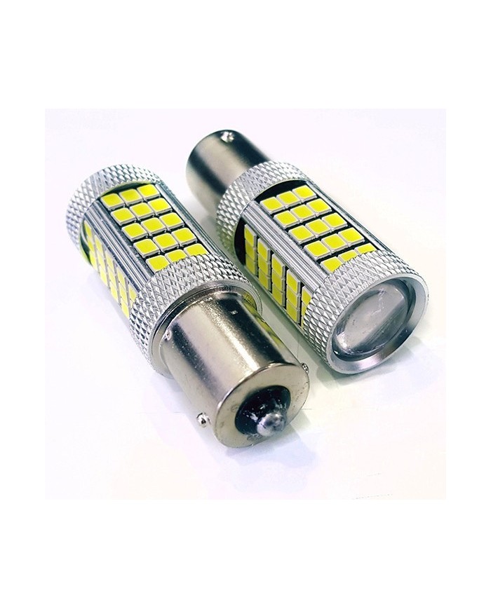 P21W-1156-9W- Dipli Led Ampul Beyaz Mercekli 2835 Chip 66smd Ultra Parlak 6000K 