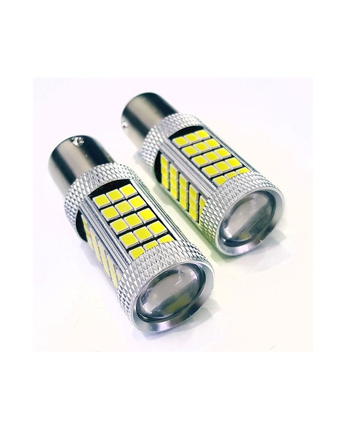 P21W-1156-9W- Dipli Led Ampul Beyaz Mercekli 2835 Chip 66smd Ultra Parlak 6000K 