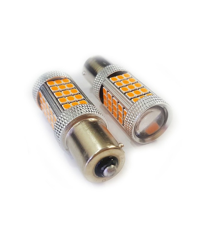 P21W-1156-9W-BAU15S 150* Tek Duy Led Ampul Turuncu Mercekli 2835 Chip 66smd Ultra Parlak 6000K 