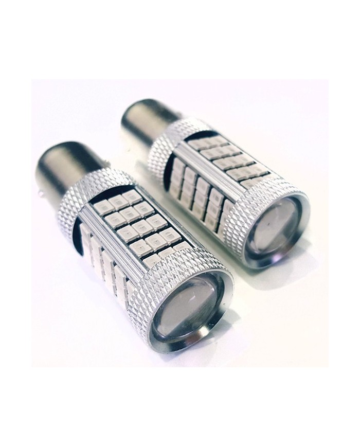 P21W-1157-9W- Dipli Led Ampul Kırmızı Mercekli 2835 Chip 66smd Ultra Parlak 6000K 