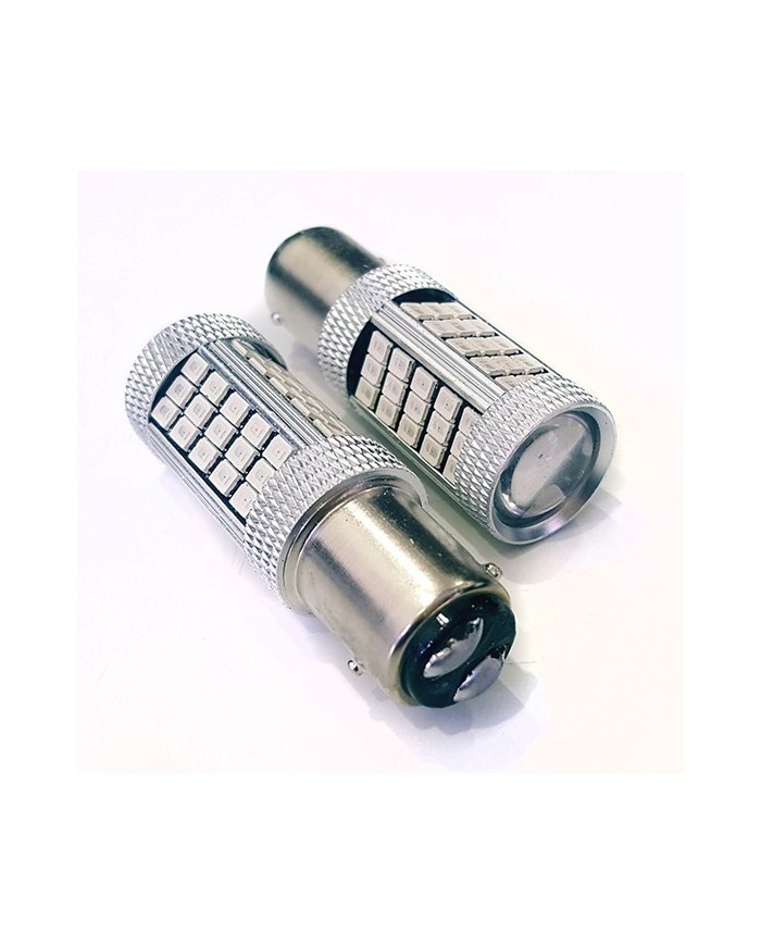P21W-1157-9W- Dipli Led Ampul Kırmızı Mercekli 2835 Chip 66smd Ultra Parlak 6000K 
