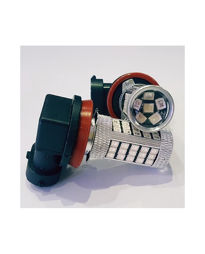 H8/11- 9W- Led Ampul 2835Chip Mavi Mercekli 66smd Ultra Parlak 6000K 