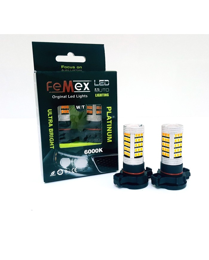 Sis Led Ampul H16 2835 Chip 9W Led Ampul Turuncu 66smd Ultra Parlak