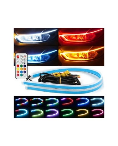 RGB Far Kaşı Gündüz Ledi Audi Stil Kayar Sinyalli Flexible Neon Led 60cm