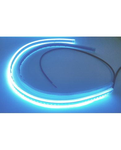 Selamlamalı Far Kaşı Gündüz Ledi Audi Stil Kayar Sinyalli Flexible Neon Led Turkuaz-Sarı 60cm