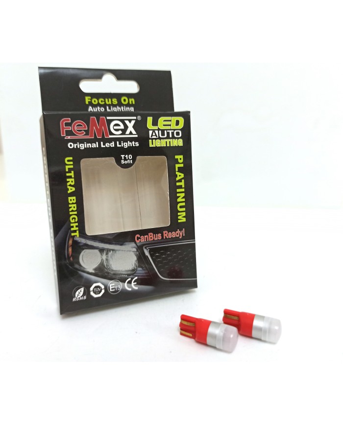 FEMEX T10 1smd 3030 Chipset Mini Kırmızı Led Ampul Aktif Canbus