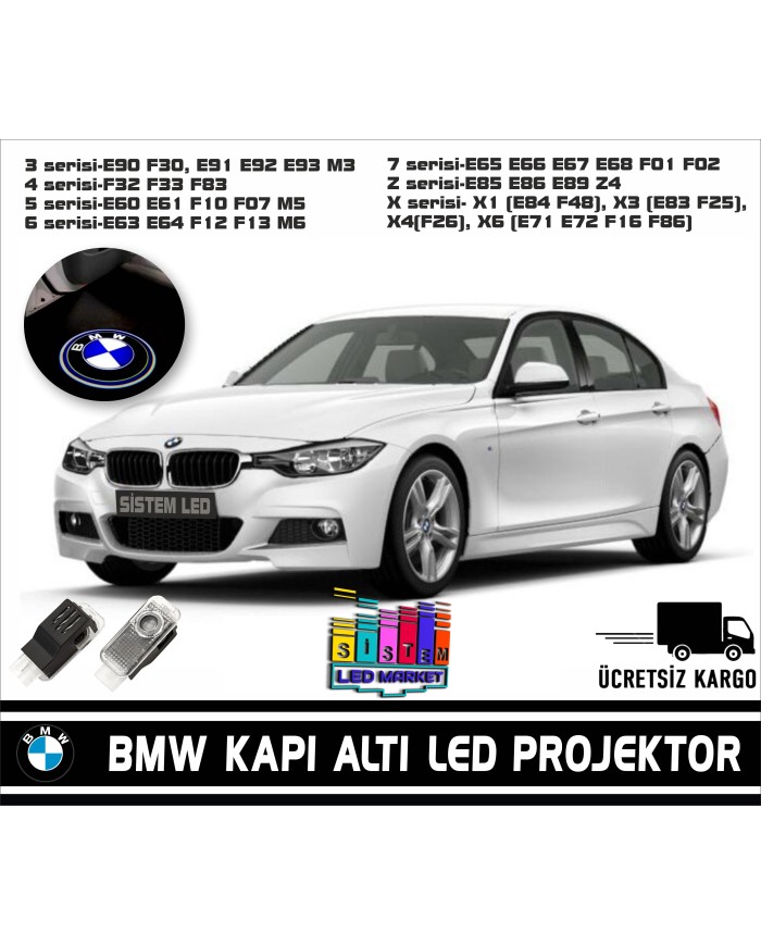 BMW Araçlar Orjinal Geçmeli Soketli Kapı Altı Led Logo