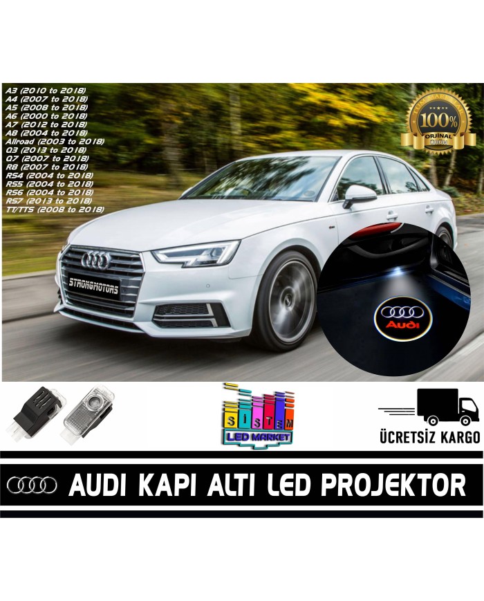 Audi Araçlar İçin Orjinal Geçmeli Soketli Kapı Altı Led Logo