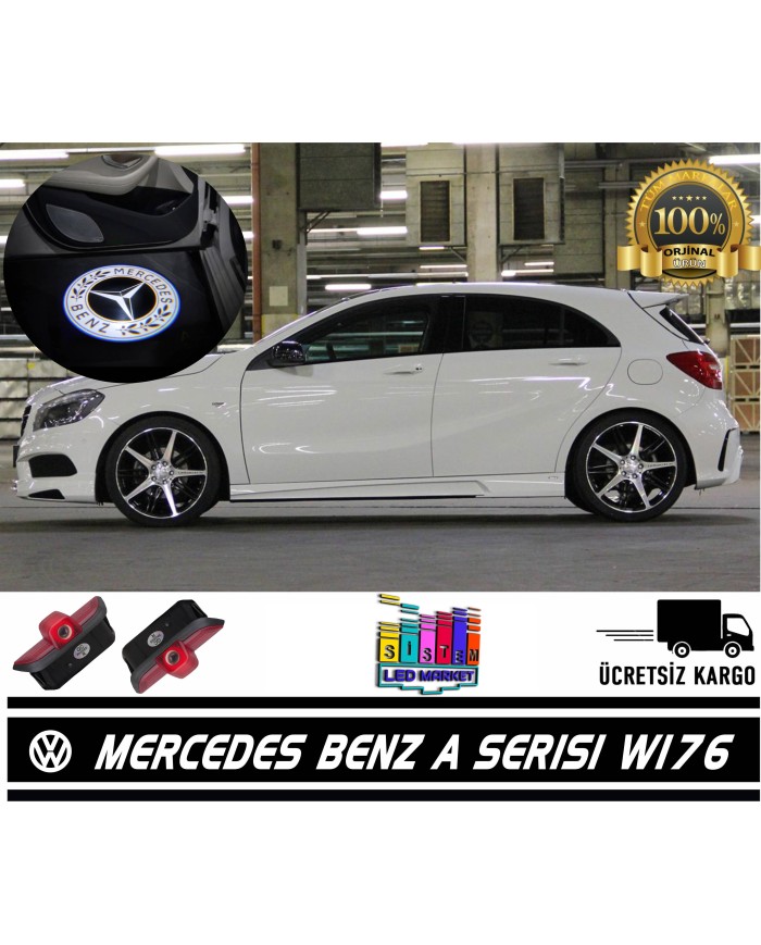 Mercedes A Serisi W176 Araçlar İçin Orjinal Geçmeli Soketli Kapı Altı Led Logo