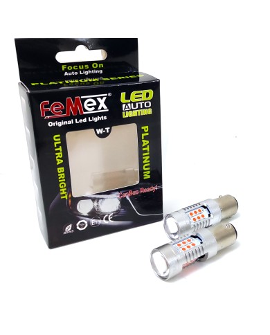 FEMEX Platinum P21W 1157 15W Çift Duy Led Ampul Kırmızı Mercekli Ultra Parlak