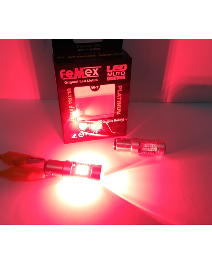 FEMEX Platinum P21W 1157 15W Çift Duy Led Ampul Kırmızı Mercekli Ultra Parlak