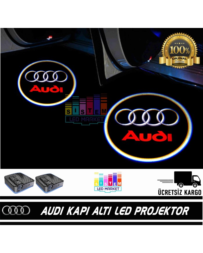 Audi Araçlar İçin Pilli Yapıştırmalı Kapı Altı Led Logo