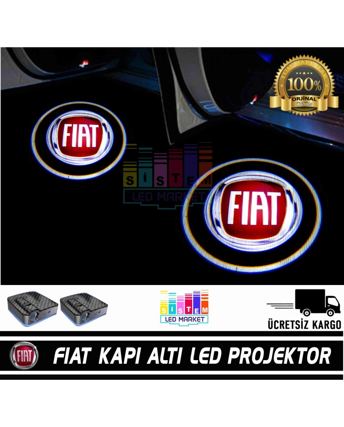Fiat Araçlar İçin Pilli Yapıştırmalı Kapı Altı Led Logo