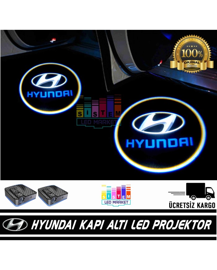 Hyundai Araçlar İçin Pilli Yapıştırmalı Kapı Altı Led Logo