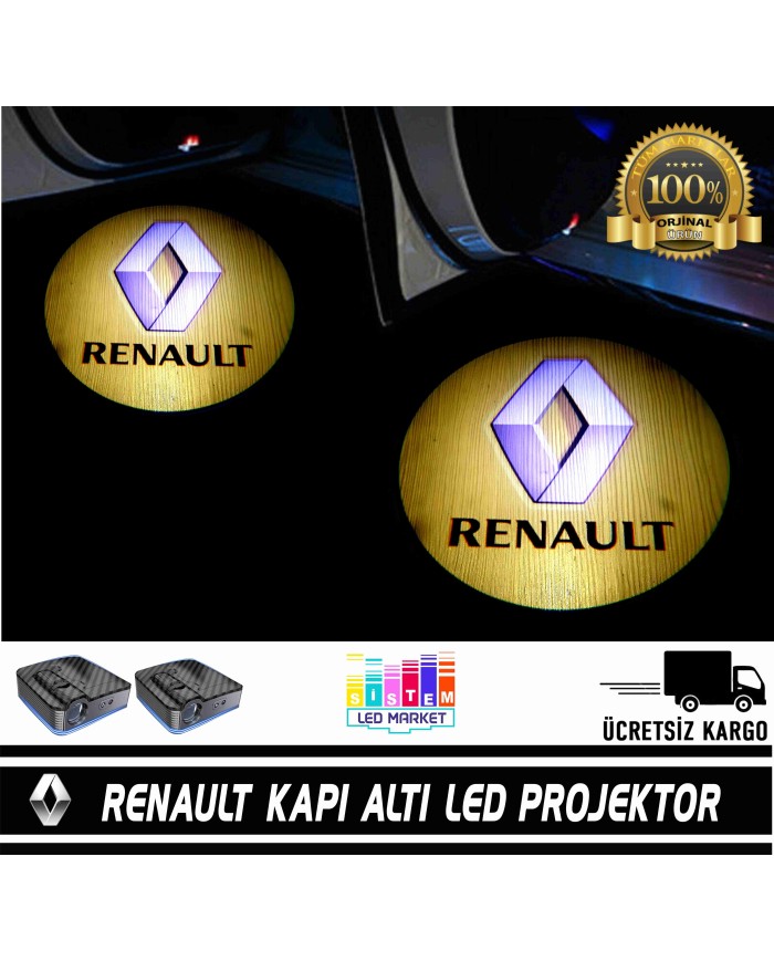 Renault Araçlar İçin Pilli Yapıştırmalı Kapı Altı Led Logo
