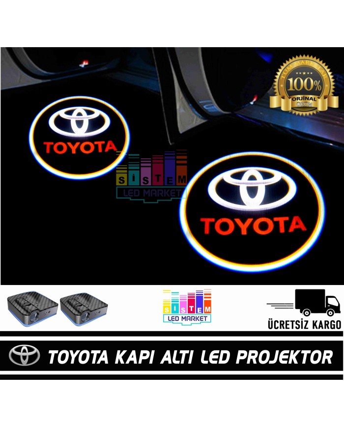 Toyota Araçlar İçin Pilli Yapıştırmalı Kapı Altı Led Logo