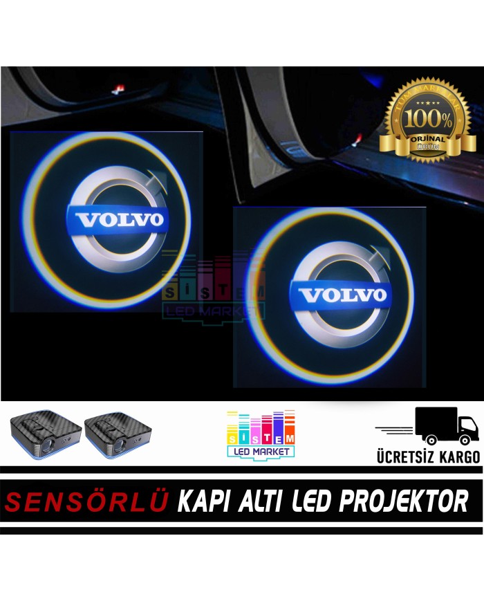 Volvo Araçlar İçin Pilli Yapıştırmalı Kapı Altı Led Logo