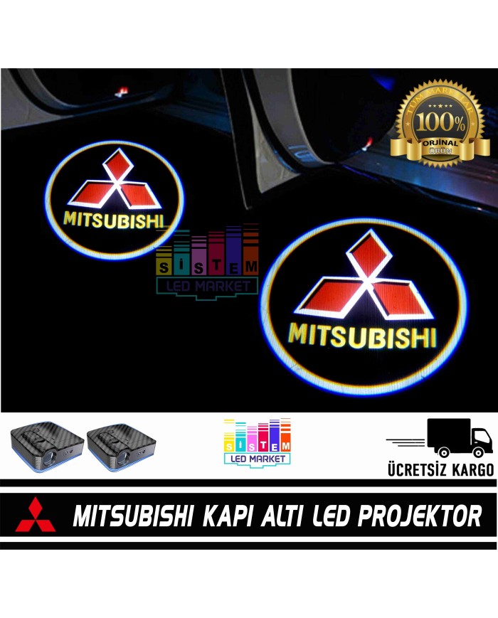 Mitsubishi Araçlar İçin Mesafe Sensörlü  Fotoselli Pilli Yapıştırmalı Kapı Altı Led Logo