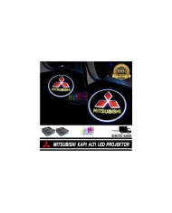 Mitsubishi Araçlar İçin Mesafe Sensörlü  Fotoselli Pilli Yapıştırmalı Kapı Altı Led Logo