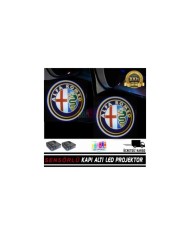 AlfaRomeo Araçlar İçin Mesafe Sensörlü  Fotoselli Pilli Yapıştırmalı Kapı Altı Led Logo