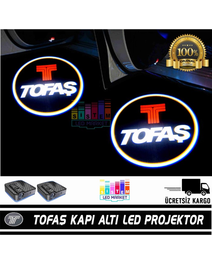 Tofaş Araçlar İçin Mesafe Sensörlü  Fotoselli Pilli Yapıştırmalı Kapı Altı Led Logo