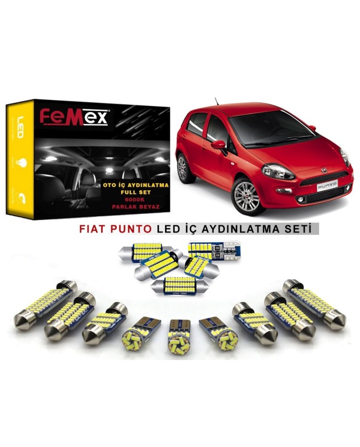 Fiat Punto LED İç Aydınlatma Ampul Seti FEMEX Parlak Beyaz