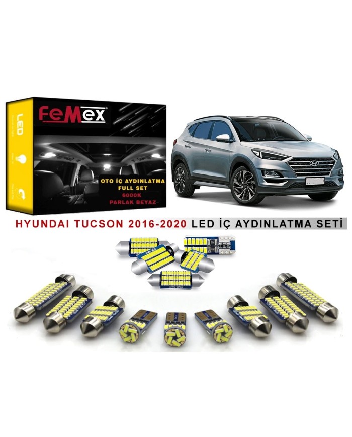 Hyundai Tucson 2016 Sonrası LED İç Aydınlatma Ampul Seti FEMEX Parlak Beyaz