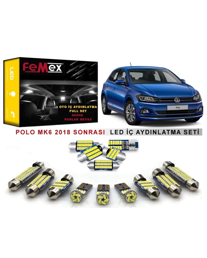 VW Polo MK6 2018 Sonrası LED İç Aydınlatma Ampul Seti FEMEX Parlak Beyaz