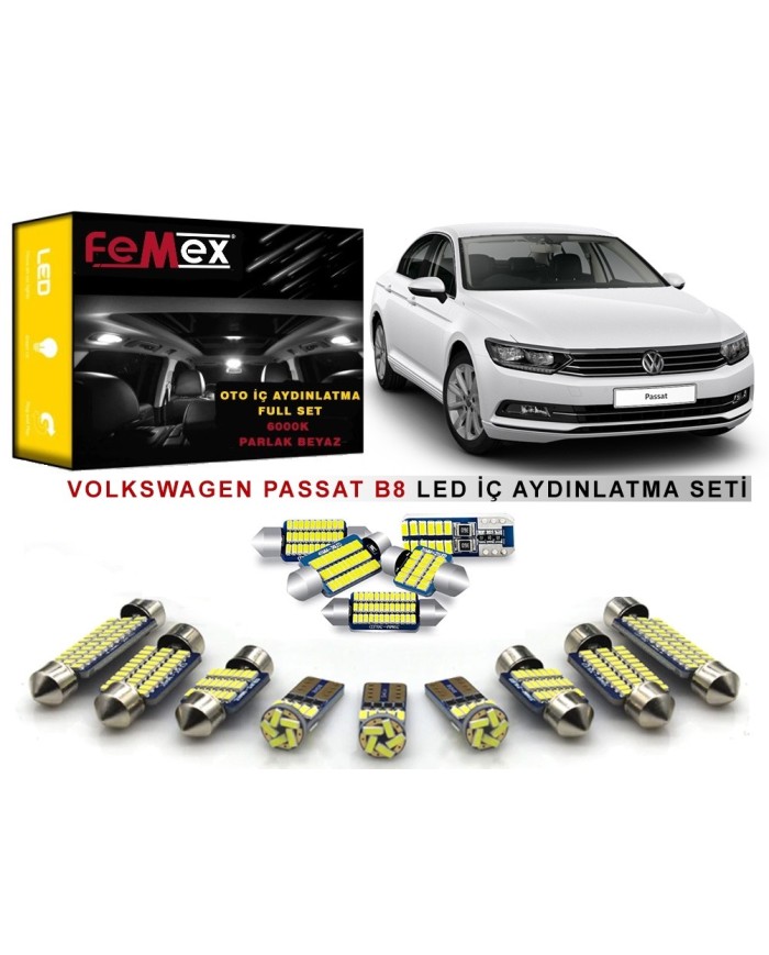 Volkswagen Passat B8 LED İç Aydınlatma Ampul Seti FEMEX Parlak Beyaz