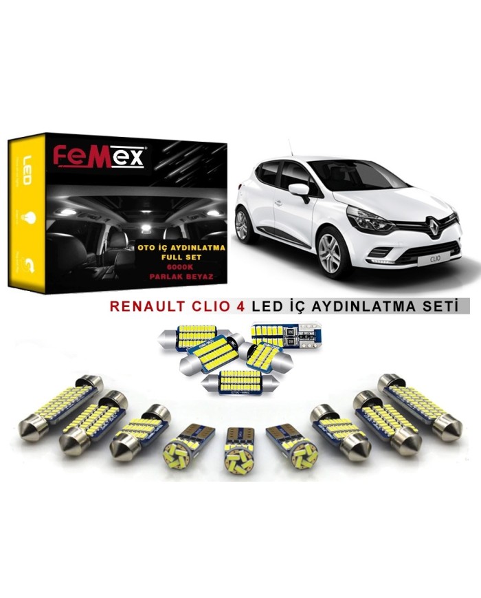 Renault Clio 4 LED İç Aydınlatma Ampul Seti FEMEX Parlak Beyaz