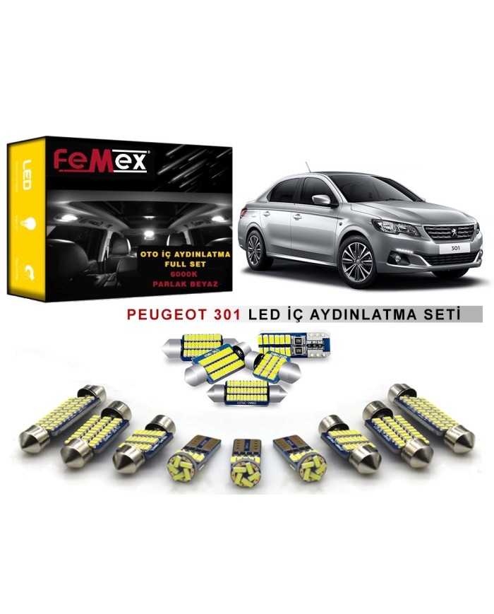 Peugeot 301 LED İç Aydınlatma Ampul Seti FEMEX Parlak Beyaz