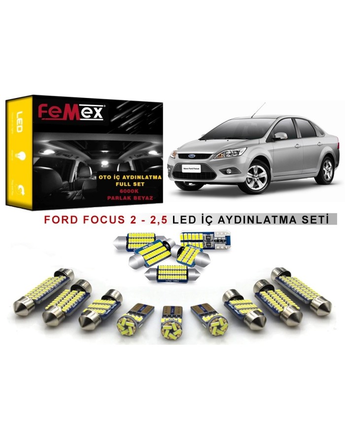 Ford Focus 2 -2,5 LED İç Aydınlatma Ampul Seti FEMEX Parlak Beyaz