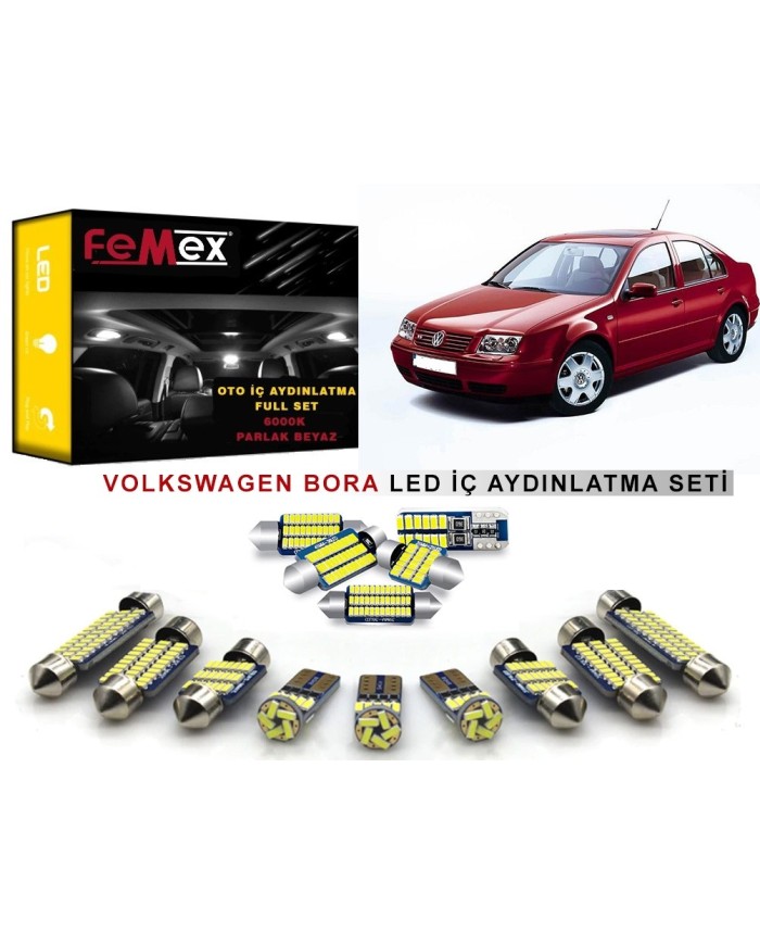 VW Bora Araçlar için LED İç Aydınlatma Ampul Seti FEMEX Parlak Beyaz