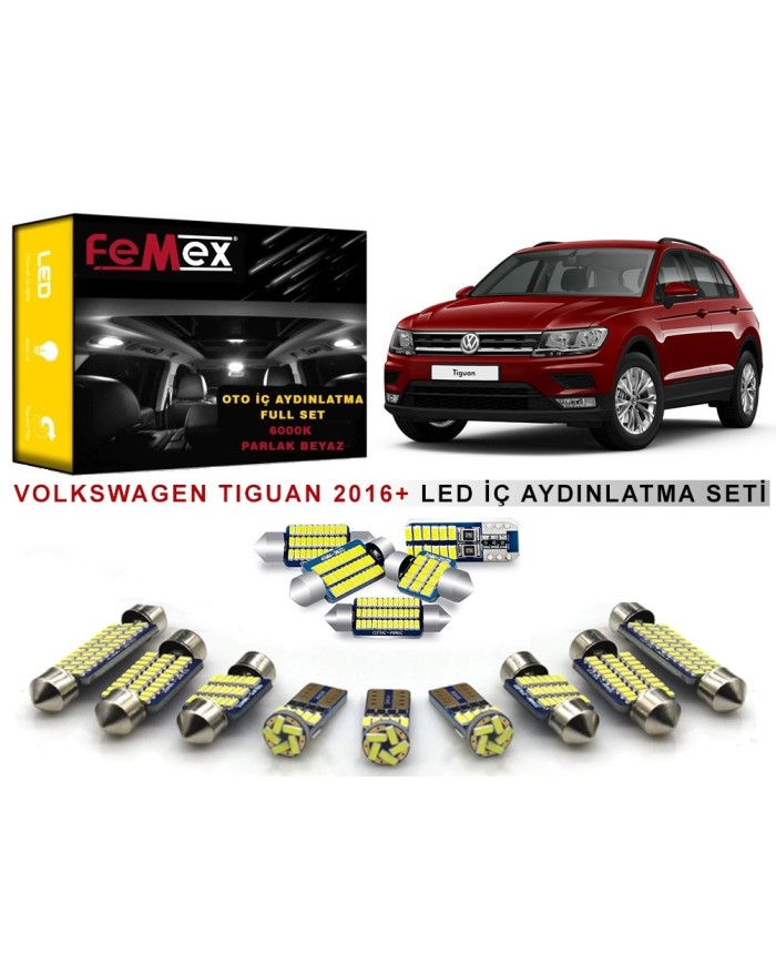 Volkswagen Tiguan 2016+ LED İç Aydınlatma Ampul Seti FEMEX Parlak Beyaz