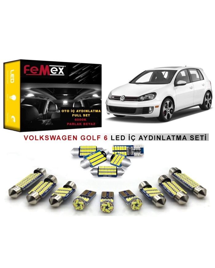 Volkswagen Golf 6 LED İç Aydınlatma Ampul Seti FEMEX Parlak Beyaz