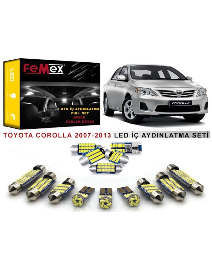 Toyota Corolla 2007-2013 LED İç Aydınlatma Ampul Seti FEMEX Parlak Beyaz