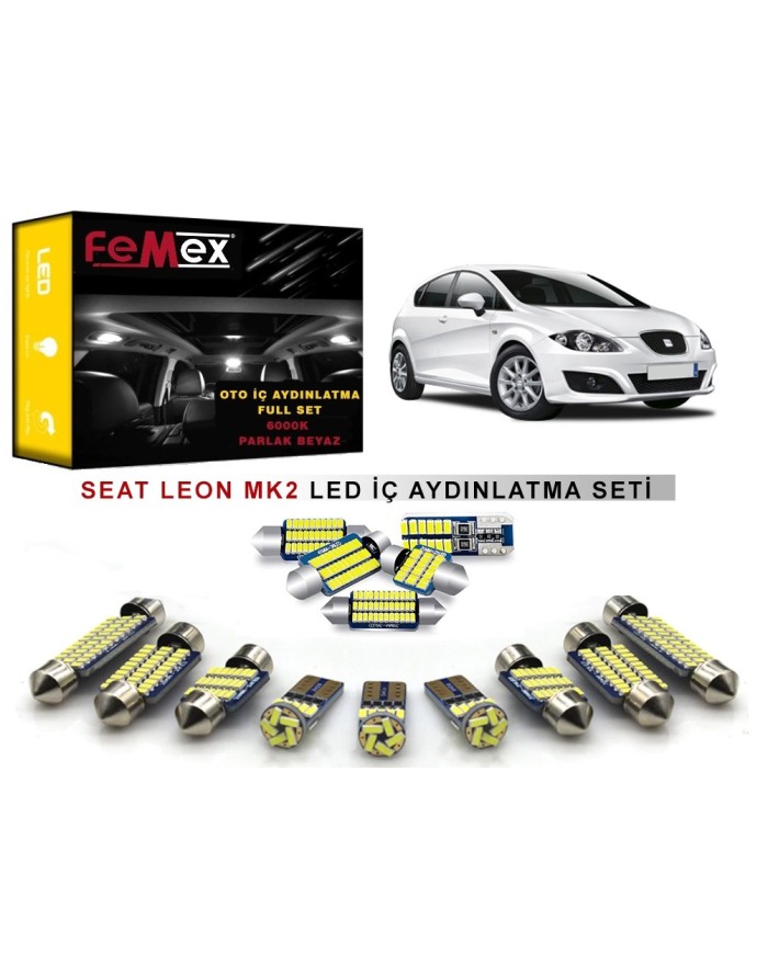 Seat Leon MK2 LED İç Aydınlatma Ampul Seti FEMEX Parlak Beyaz
