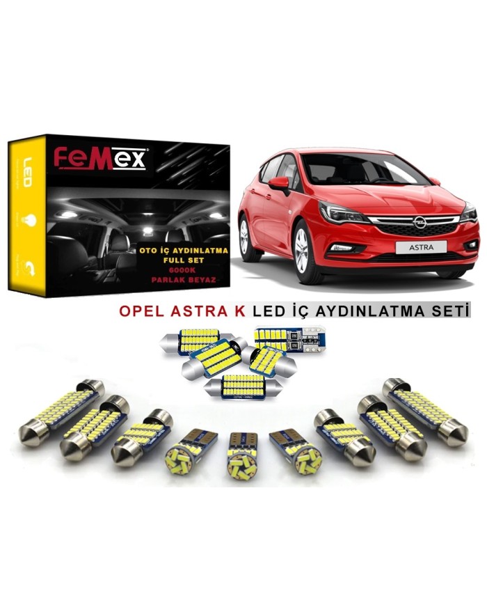 Opel Astra K LED İç Aydınlatma Ampul Seti FEMEX Parlak Beyaz