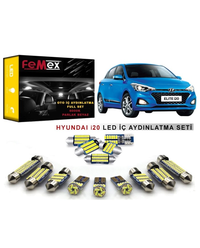 Hyundai i20 LED İç Aydınlatma Ampul Seti FEMEX Parlak Beyaz