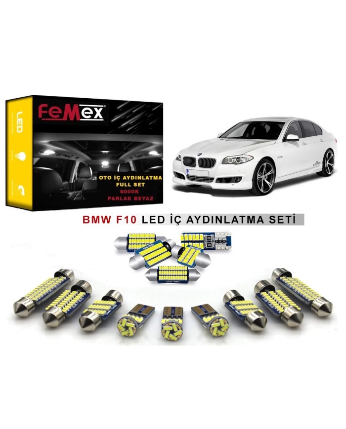 BMW F10 5 Serisi LED İç Aydınlatma Ampul Seti FEMEX Parlak Beyaz