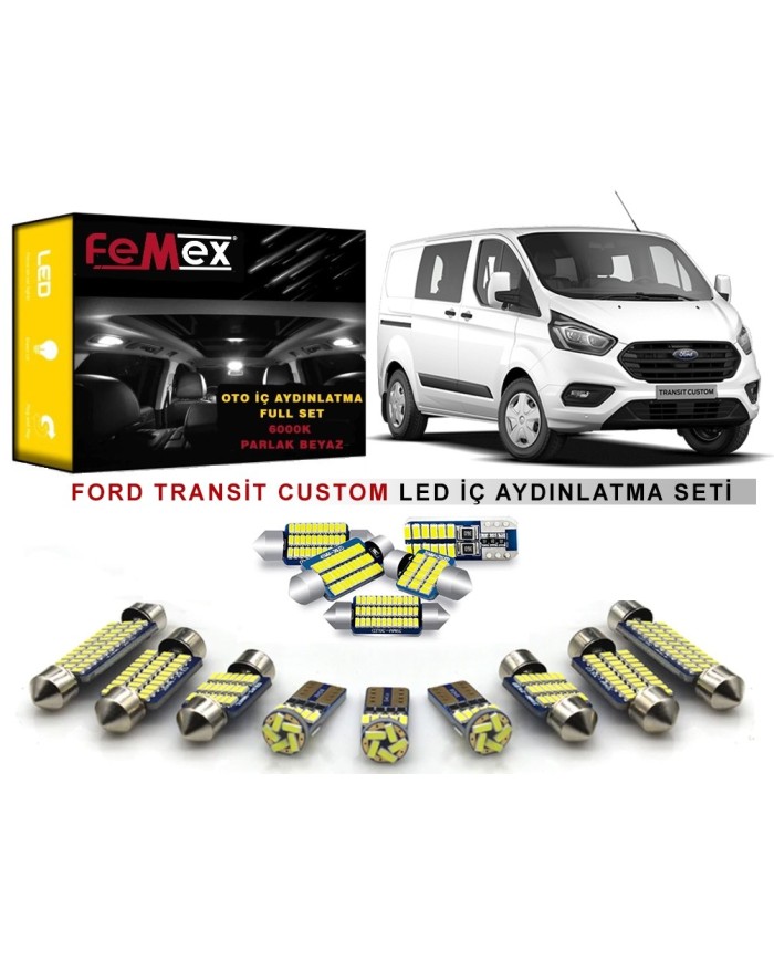 Ford Transit Custom İç Aydınlatma Ampul Seti FEMEX Parlak Beyaz