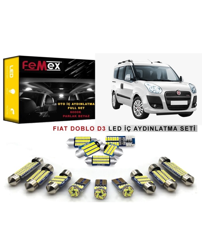 Fiat Doblo D3 LED İç Aydınlatma Ampul Seti FEMEX Parlak Beyaz