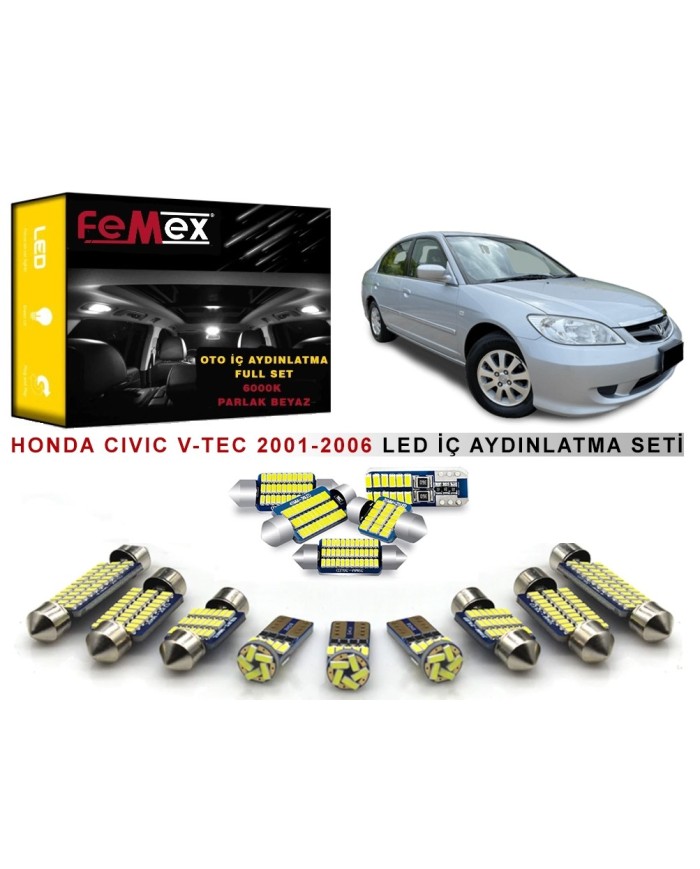 Honda Civic V-Tec 2001-2006 LED İç Aydınlatma Ampul Seti FEMEX Parlak Beyaz
