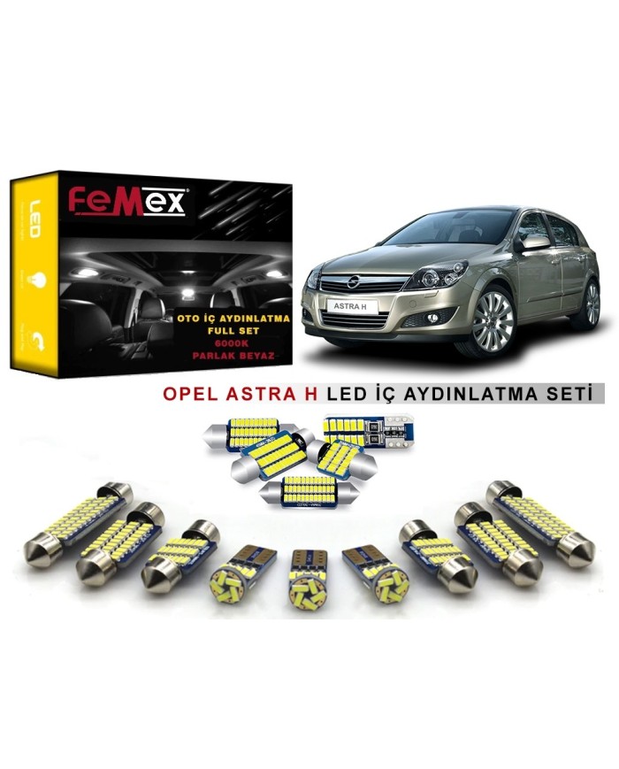 Opel Astra H LED İç Aydınlatma Ampul Seti FEMEX Parlak Beyaz