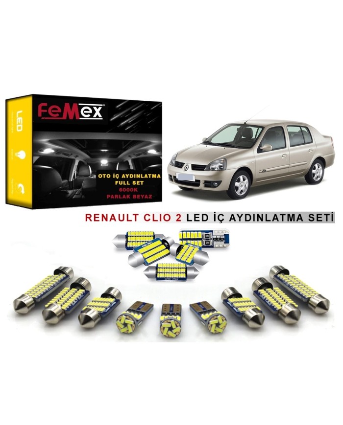 Renault Clio 2 LED İç Aydınlatma Ampul Seti FEMEX Parlak Beyaz