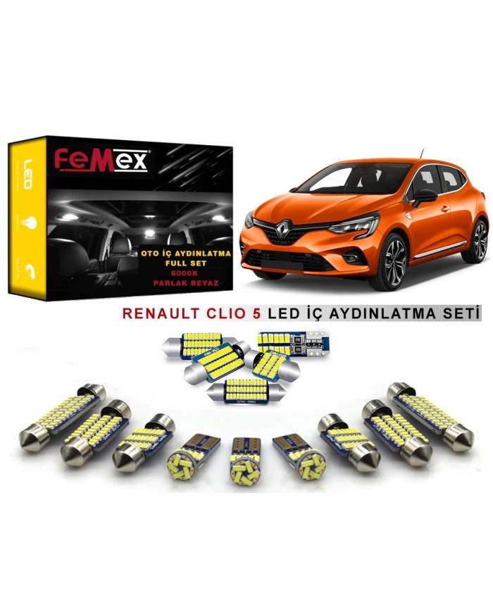 Renault Clio 5 LED İç Aydınlatma Ampul Seti FEMEX Parlak Beyaz